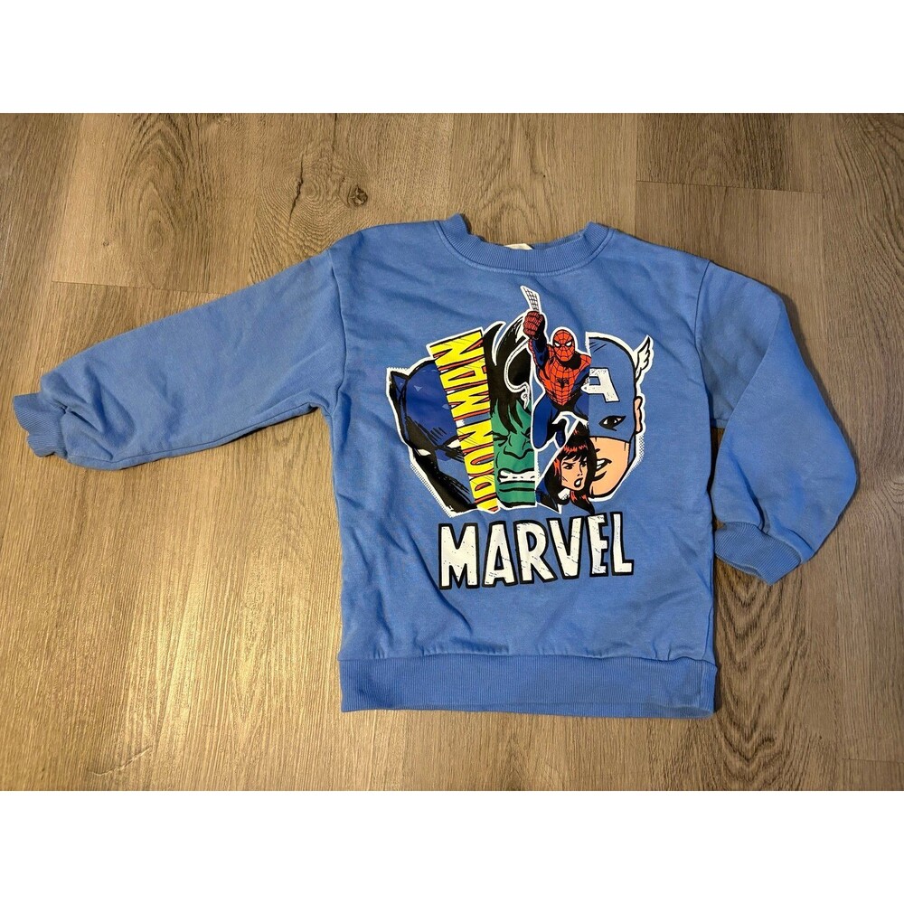 Marvel H&M crewneck sweatshirt light blue Excellent used condition size 4-6